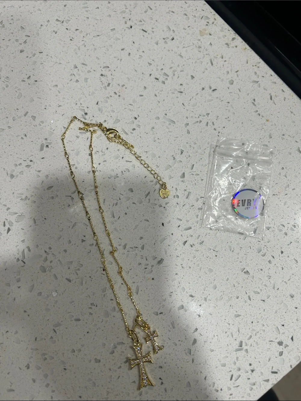 Double Gold Cross Necklace by Evry Jewels - Gold